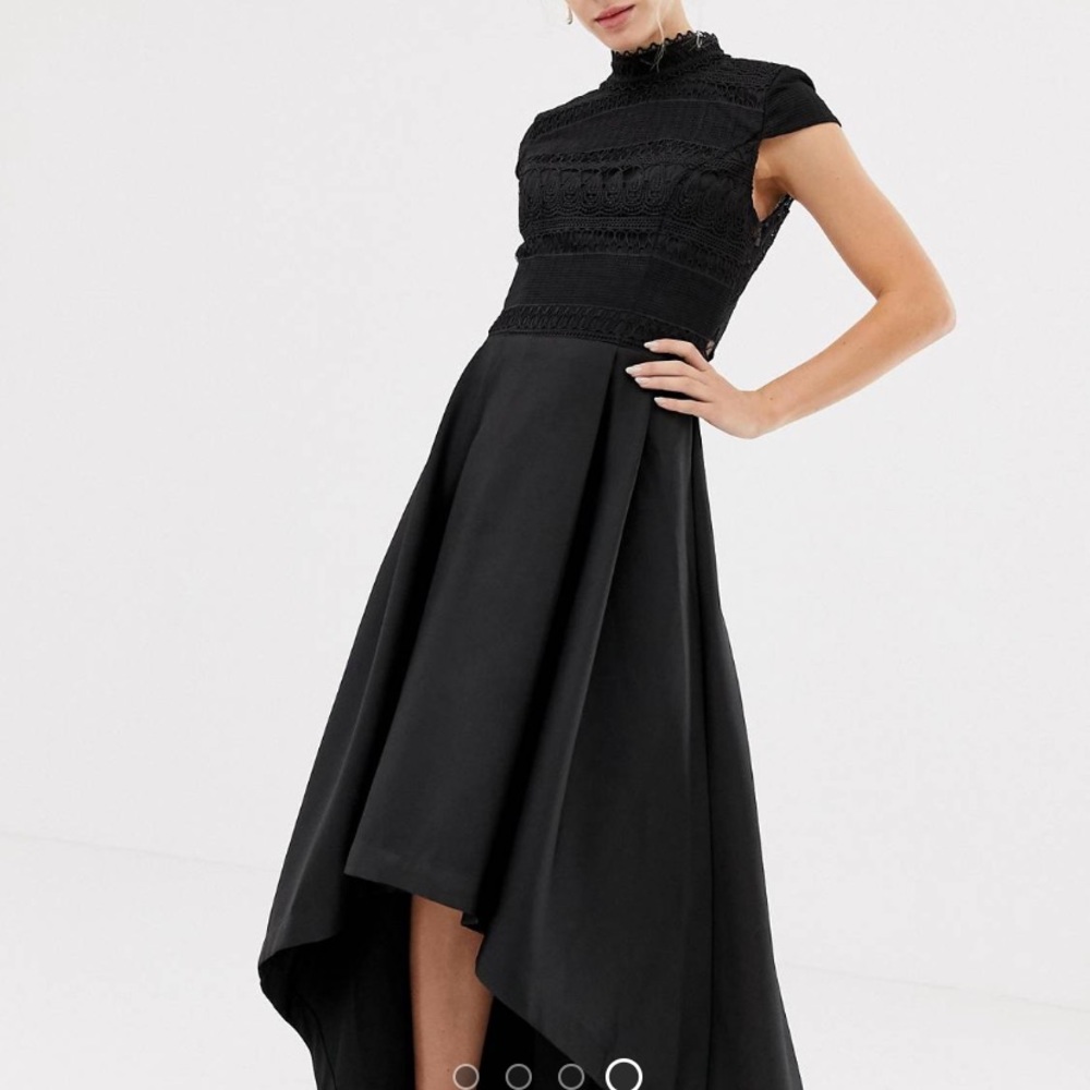 Black high low evening dress